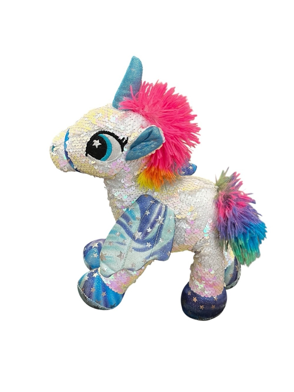 Athoinsu Flip plush Unicorn Plush Reversible Glitter Sequins Sparkle rainbow 13”